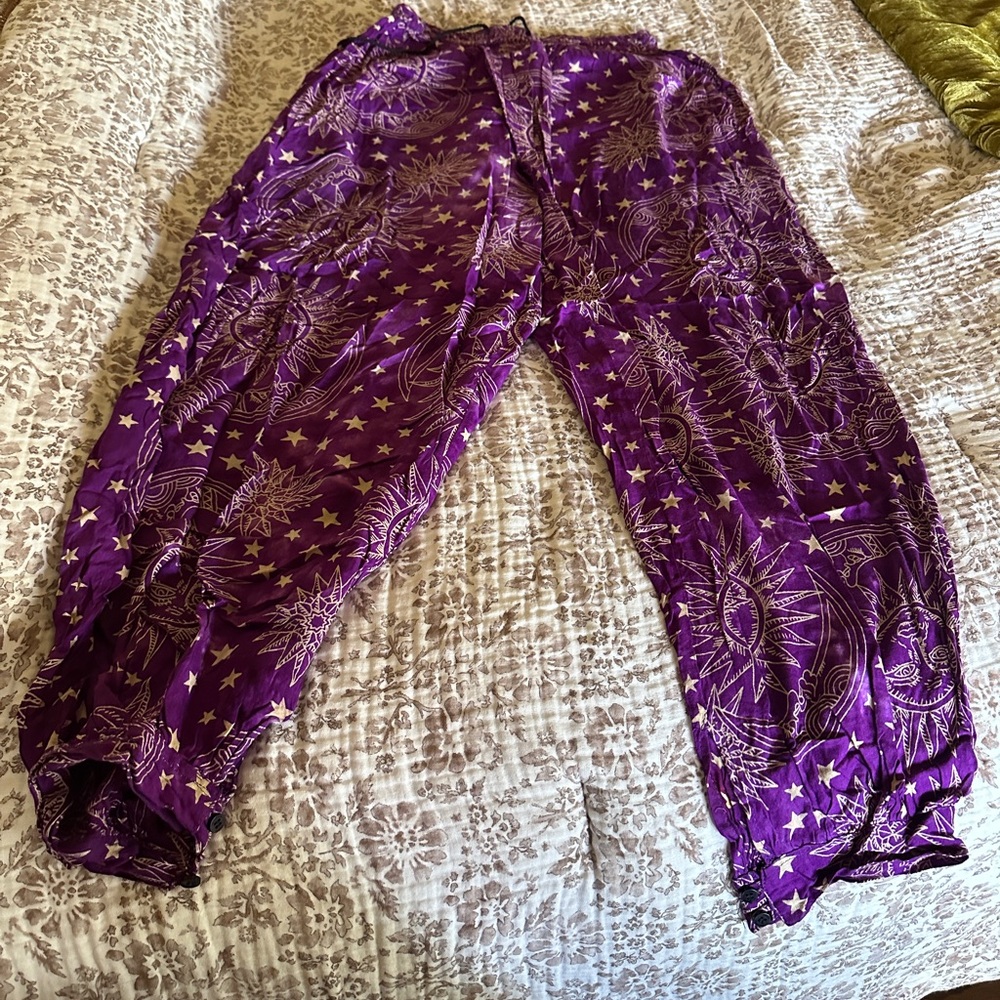 Purple Star Patterned Pants - image 1
